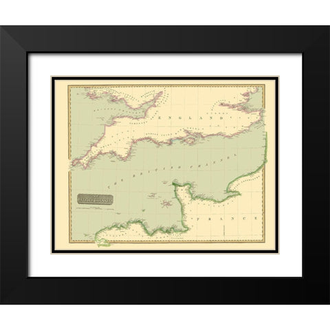 British Channel England France - Thomson 1814 Black Modern Wood Framed Art Print with Double Matting by Thomson
