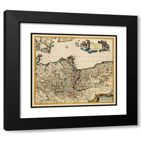 Brandenburg Germany - De Wit 1688 Black Modern Wood Framed Art Print with Double Matting by De Wit
