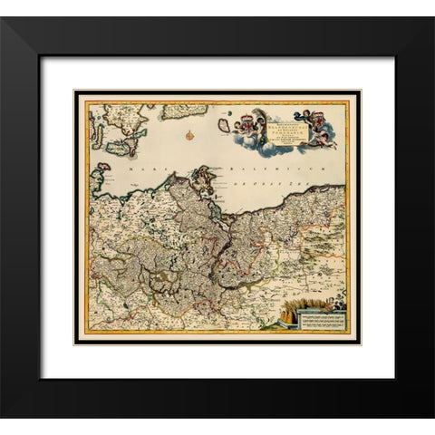 Brandenburg Germany - De Wit 1688 Black Modern Wood Framed Art Print with Double Matting by De Wit