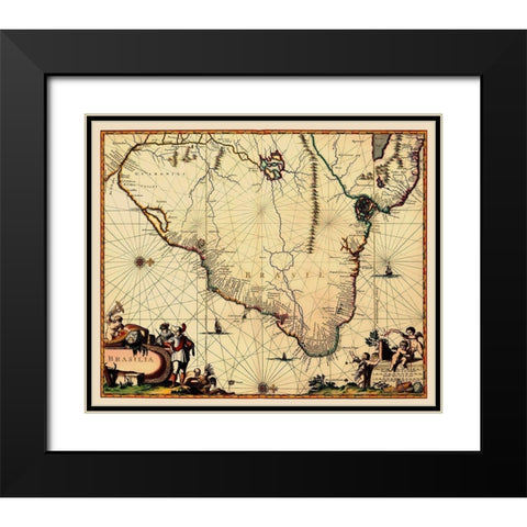 South America Brazil - Arciszeweski 1600 Black Modern Wood Framed Art Print with Double Matting by Arciszeweski