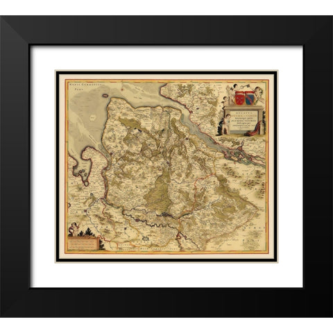 Bremen Verden Duchies Germany - De Wit 1688 Black Modern Wood Framed Art Print with Double Matting by De Wit