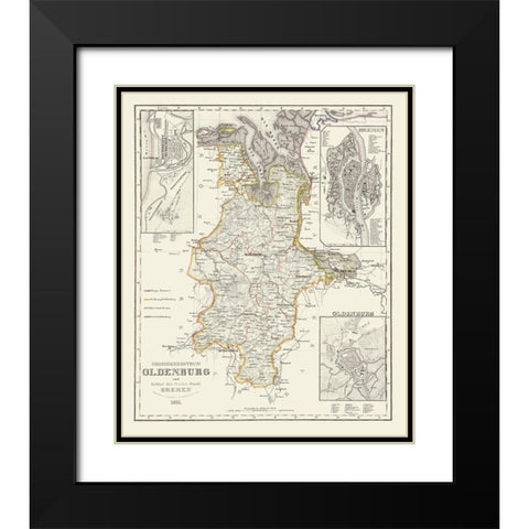 Bremen Oldenburg Germany - Gotthard 1851 Black Modern Wood Framed Art Print with Double Matting by Gotthard