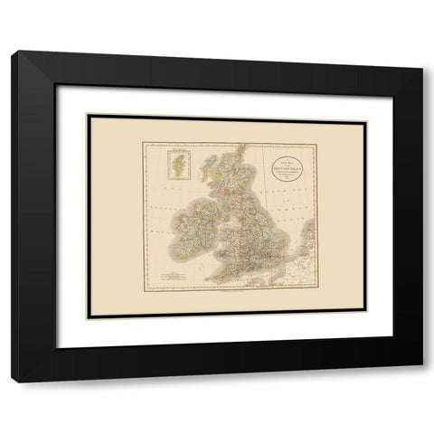 British Isles - Cary 1807 Black Modern Wood Framed Art Print with Double Matting by Cary