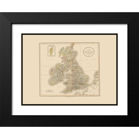 British Isles - Cary 1807 Black Modern Wood Framed Art Print with Double Matting by Cary