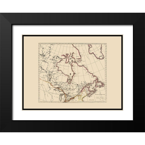 British Possessions Canada United States Black Modern Wood Framed Art Print with Double Matting by Carey