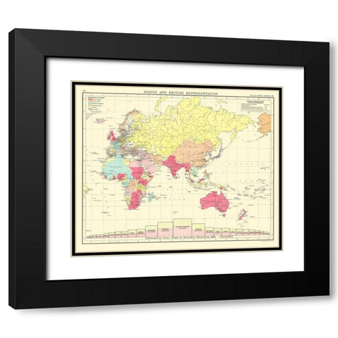 British Trade United Kingdom - Bartholomew 1907 Black Modern Wood Framed Art Print with Double Matting by Bartholomew