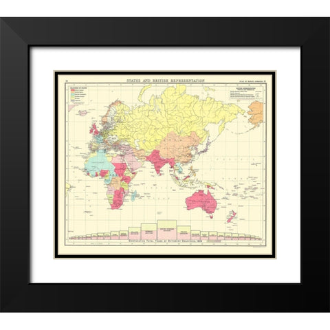 British Trade United Kingdom - Bartholomew 1907 Black Modern Wood Framed Art Print with Double Matting by Bartholomew