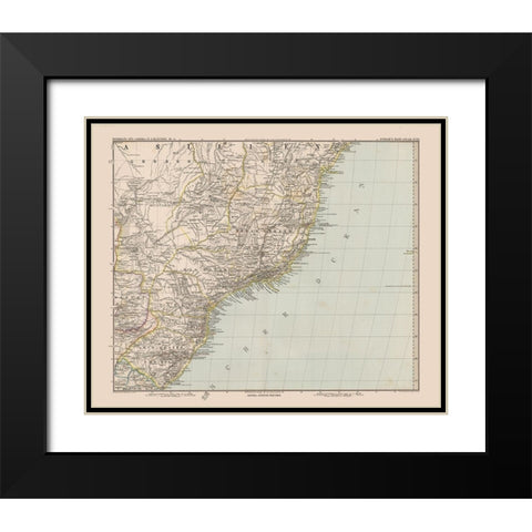 Southeast Brazil - Stieler 1885 Black Modern Wood Framed Art Print with Double Matting by Stieler