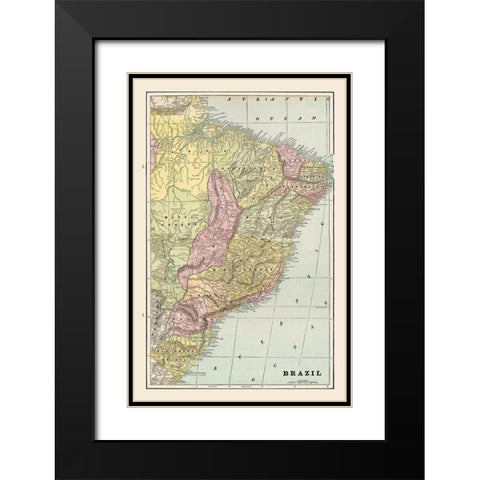 South America Brazil - Cram 1892 Black Modern Wood Framed Art Print with Double Matting by Cram