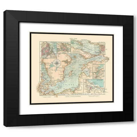 Baltic Sea Sweden Denmark Latvia - Perthes 1914 Black Modern Wood Framed Art Print with Double Matting by Perthes