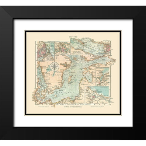 Baltic Sea Sweden Denmark Latvia - Perthes 1914 Black Modern Wood Framed Art Print with Double Matting by Perthes