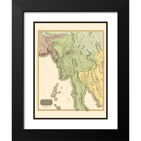 Empire Burma Asia - Thomson 1817 Black Modern Wood Framed Art Print with Double Matting by Thomson