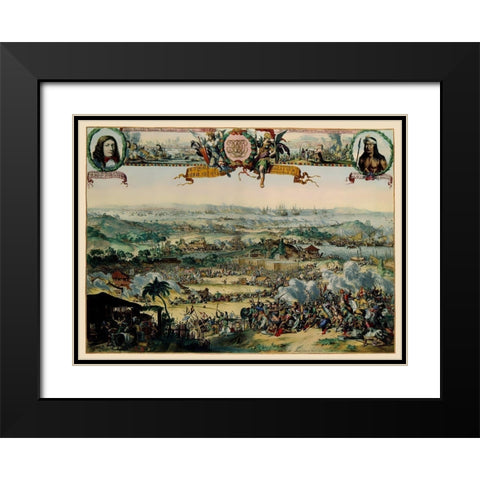 Asia Buginese Samboupo Indonesia Battle Black Modern Wood Framed Art Print with Double Matting by De Hooghe