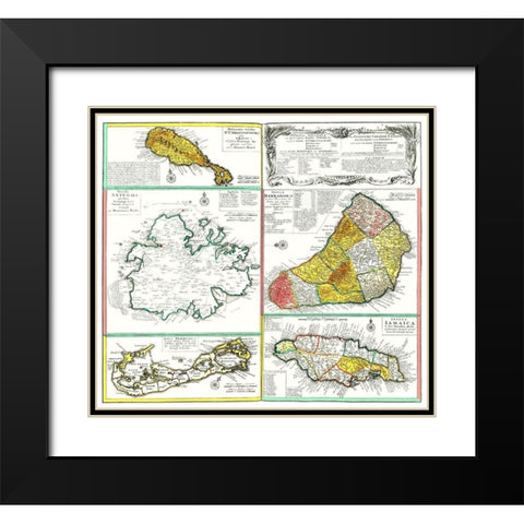 Islands of Caribbean West Indies Jamaica Barbados Black Modern Wood Framed Art Print with Double Matting by Unknown