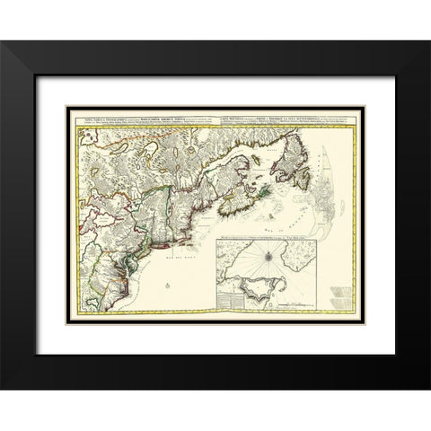 New England Canada - 1695 Black Modern Wood Framed Art Print with Double Matting by Unknown