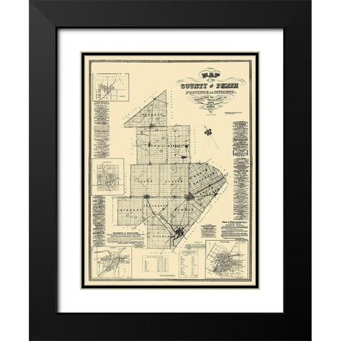 Perth County Ontario Canada - Kirk 1875 Black Modern Wood Framed Art Print with Double Matting by Kirk