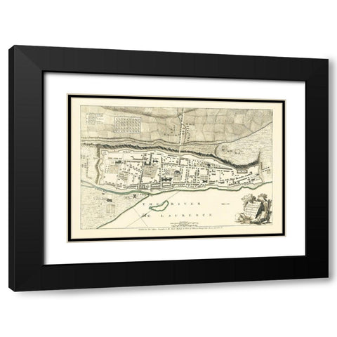 Montreal Town Plans Canada - Jeffreys 1758 Black Modern Wood Framed Art Print with Double Matting by Jeffreys