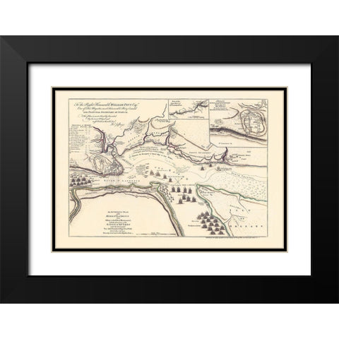 The Siege of Quebec - Jeffreys 1759 Black Modern Wood Framed Art Print with Double Matting by JEFFREYS