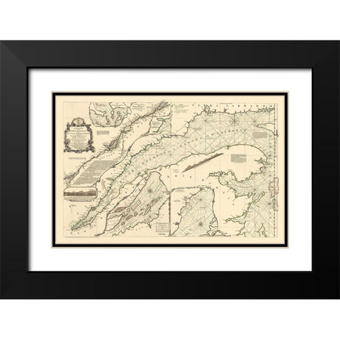 St Laurence River Fort Frontenac Isle Anticost Black Modern Wood Framed Art Print with Double Matting by Jeffreys
