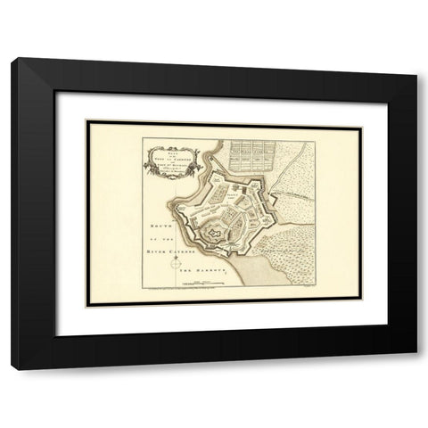 S. America Cayenne Fort St Michael French Guiana Black Modern Wood Framed Art Print with Double Matting by Jefferys