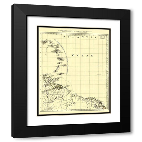 Caribbean Islands Guyana - Jefferys 1775 Black Modern Wood Framed Art Print with Double Matting by Jefferys