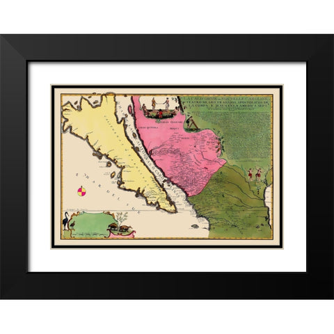 North America California Island - De Fer 1720 Black Modern Wood Framed Art Print with Double Matting by De Fer