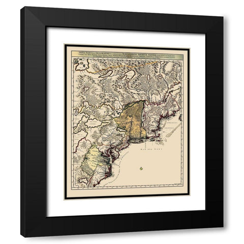 Northeastern Coast North America - Visscher 1745 Black Modern Wood Framed Art Print with Double Matting by Visscher