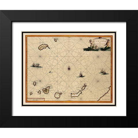 Canary Islands Spain - Ogilby 1667 Black Modern Wood Framed Art Print with Double Matting by Ogilby