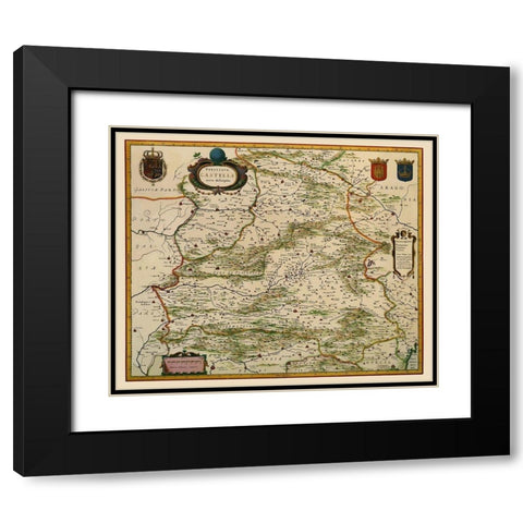 Castile Spain Iberian Peninsula - Blaeu 1635 Black Modern Wood Framed Art Print with Double Matting by Blaeu
