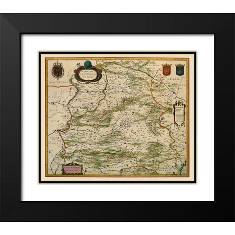 Castile Spain Iberian Peninsula - Blaeu 1635 Black Modern Wood Framed Art Print with Double Matting by Blaeu