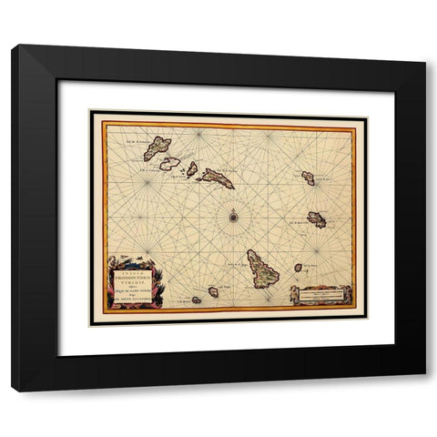 Africa Cape Verde Islands - Blaeu 1667 Black Modern Wood Framed Art Print with Double Matting by Blaeu