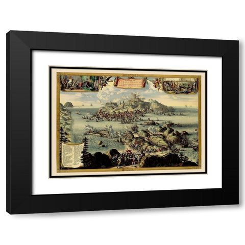 Carlsten Fortress Marstrand Sweden - Fecit 1677 Black Modern Wood Framed Art Print with Double Matting by Fecit
