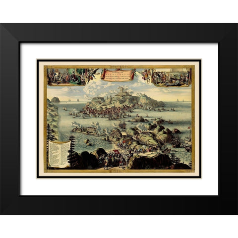 Carlsten Fortress Marstrand Sweden - Fecit 1677 Black Modern Wood Framed Art Print with Double Matting by Fecit