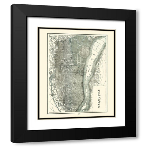 Asia Calcutta India - Rathbun 1893 Black Modern Wood Framed Art Print with Double Matting by Rathbun
