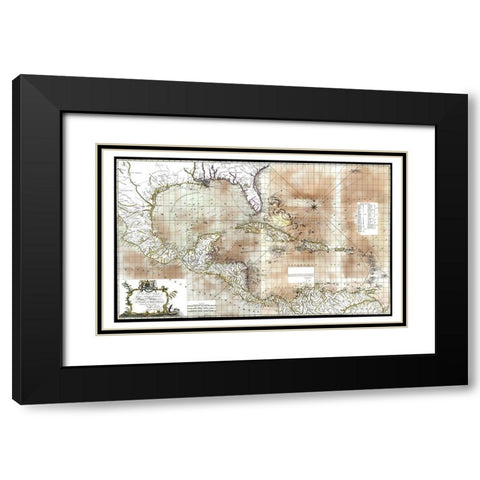 Caribbean Sea Honduras Costa Rica - Speer 1774 Black Modern Wood Framed Art Print with Double Matting by Speer