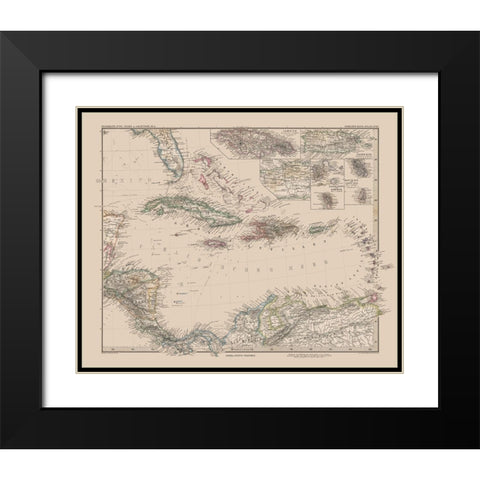 Caribbean Venezuela Columbia Costa Rica Nicaragua Black Modern Wood Framed Art Print with Double Matting by Stieler