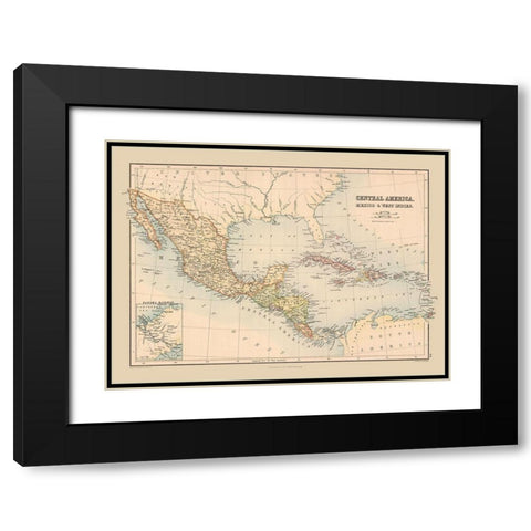 Mexico Guatemala Honduras Nicaragua Costa Rica Black Modern Wood Framed Art Print with Double Matting by Black