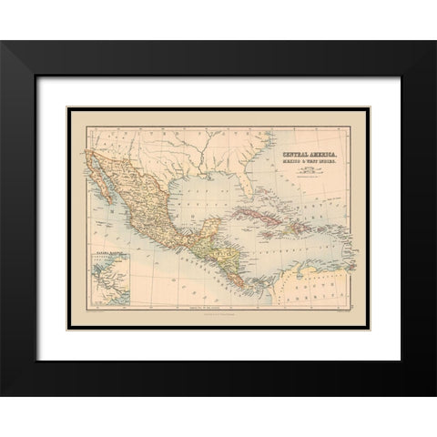 Mexico Guatemala Honduras Nicaragua Costa Rica Black Modern Wood Framed Art Print with Double Matting by Black
