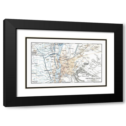 Africa Cairo Egypt - Baedeker 1913 Black Modern Wood Framed Art Print with Double Matting by Baedeker