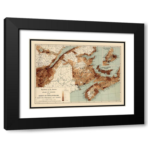 Maritime Provinces Quebec Canada 1901 - White 1906 Black Modern Wood Framed Art Print with Double Matting by White