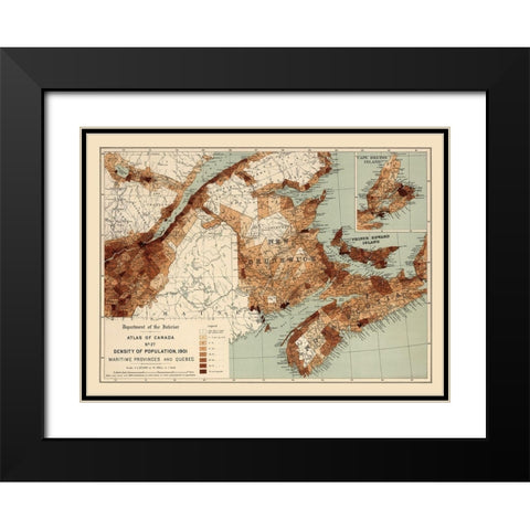 Maritime Provinces Quebec Canada 1901 - White 1906 Black Modern Wood Framed Art Print with Double Matting by White