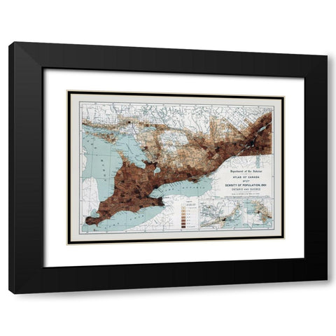 Ontario Quebec Canada 1901 - White 1906 Black Modern Wood Framed Art Print with Double Matting by White