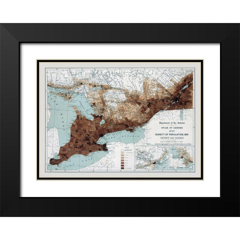 Ontario Quebec Canada 1901 - White 1906 Black Modern Wood Framed Art Print with Double Matting by White