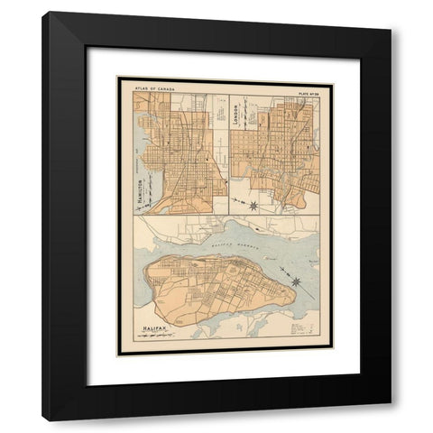 Hamilton London Halifax Canada - White 1906 Black Modern Wood Framed Art Print with Double Matting by White
