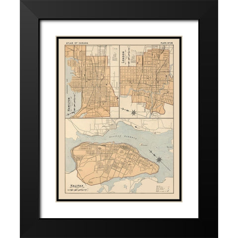 Hamilton London Halifax Canada - White 1906 Black Modern Wood Framed Art Print with Double Matting by White
