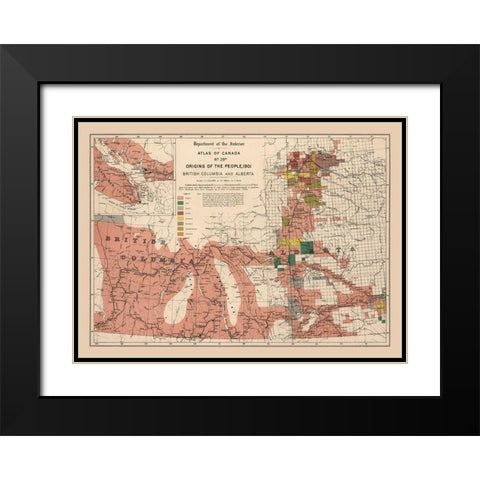 British Columbia Alberta Canada - White 1906 Black Modern Wood Framed Art Print with Double Matting by White