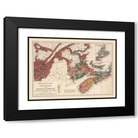 Maritime Provinces Quebec Canada 1901 - White 1906 Black Modern Wood Framed Art Print with Double Matting by White