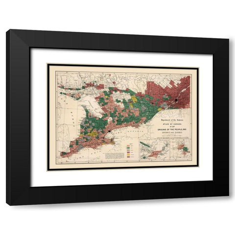 Ontario Quebec Canada 1901 - White 1906 Black Modern Wood Framed Art Print with Double Matting by White