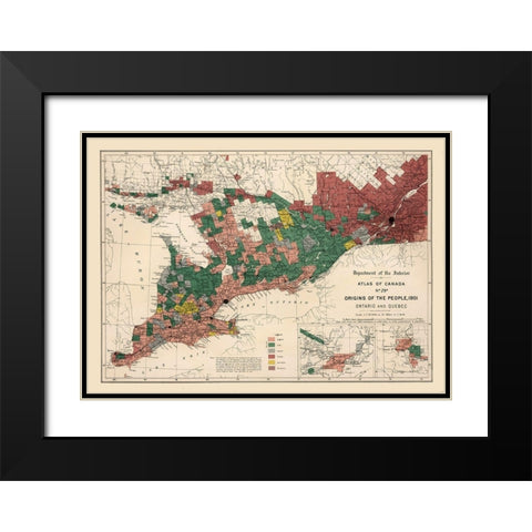 Ontario Quebec Canada 1901 - White 1906 Black Modern Wood Framed Art Print with Double Matting by White