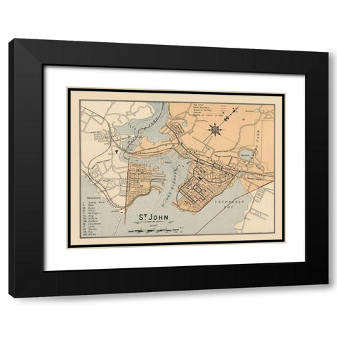 St John New Brunswick Canada - White 1906 Black Modern Wood Framed Art Print with Double Matting by White